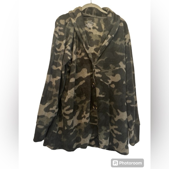 Cuddl Duds Camo Fleece Jacket Blazer | Plus Size 1X Cozy‎ Layering - Picture 2 of 5